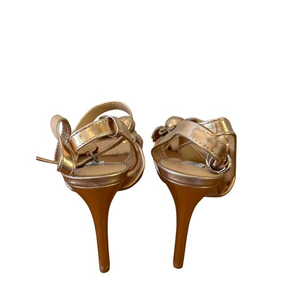 Steve Madden Size 7.5 Sessie Stiletto High Heel Ankle Strap Sandal Rose Gold - Picture 7 of 10